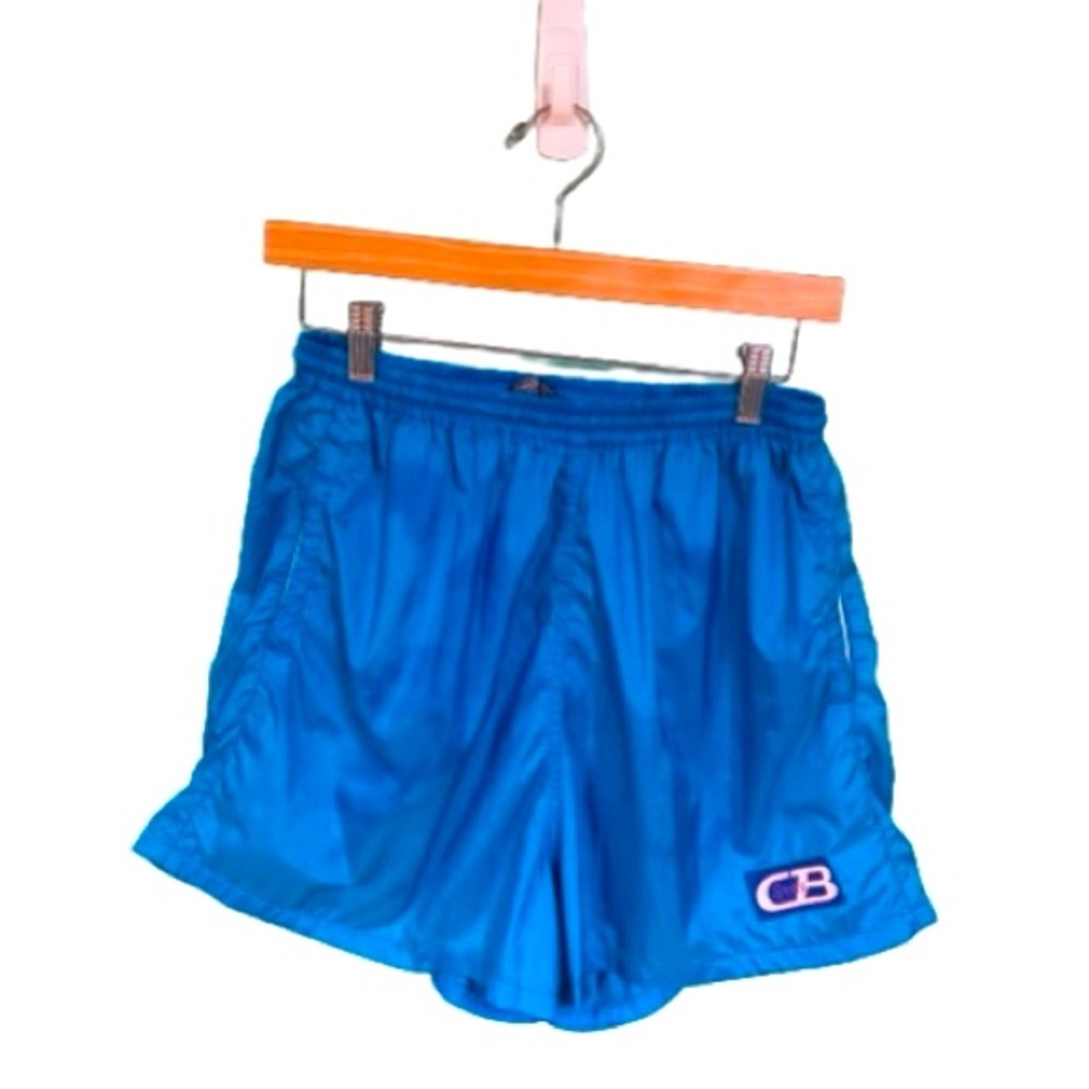 CB Sports Vintage Y2K Blue Nylon Elastic Waist Swim Shorts Mens Size L